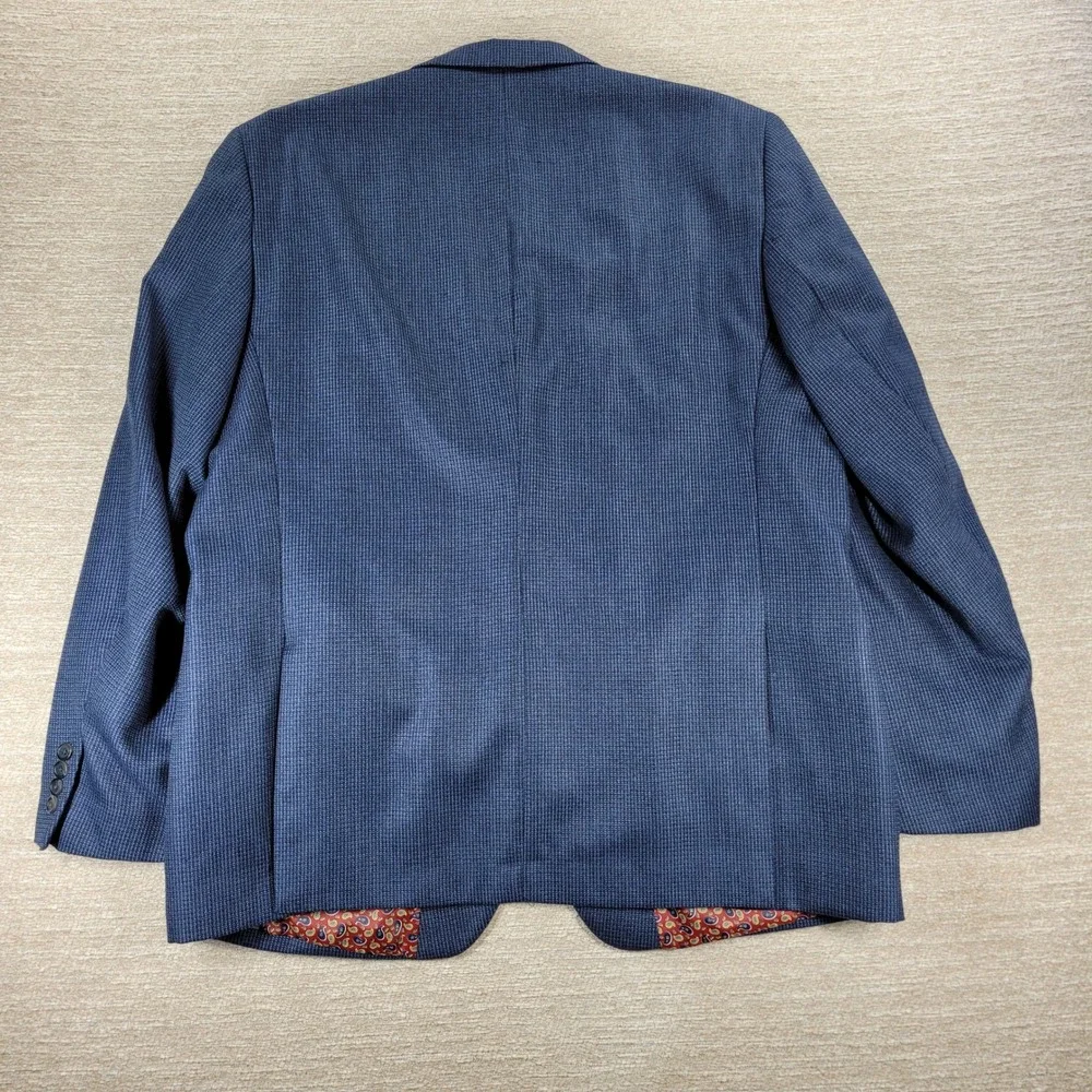 Alan Flusser Blazer Jacket XXL Mens Navy Micro Check Paisley Lined Sport Coat